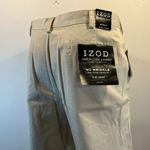 Izod Men's American Chino Pumice Flat Front Metrix Fit Pant -Size 40 x 27.5 -NWT - Picture 4 of 6